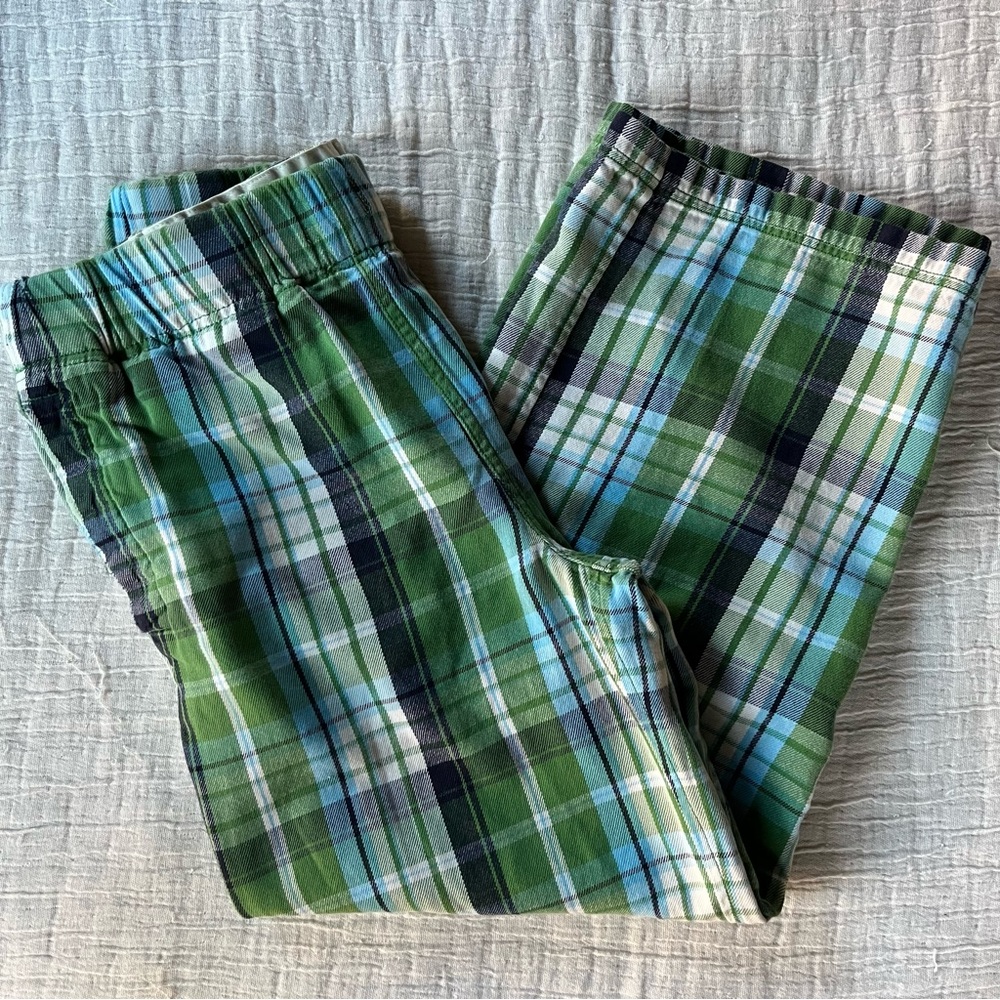 Boden johnnie b Green and Blue Plaid Pajama Pants, boys 9-12